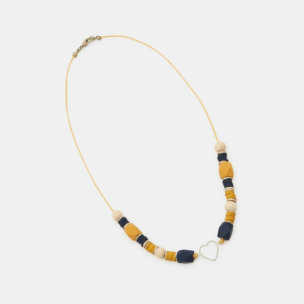 Avis Collier de perles avec 1 cœur bleu fille OKAIDI 1