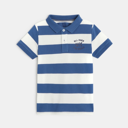 Avis Polo rayé en jersey piqué bleu garçon OKAIDI 1