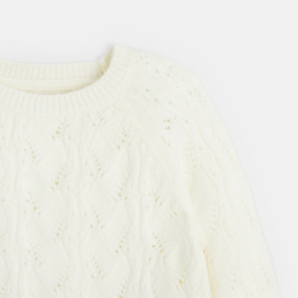 Avis Pull en maille ajourée blanc fille OKAIDI 3