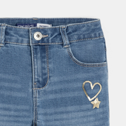 Avis Pantalon skinny à motif sequins bleu fille OKAIDI 2
