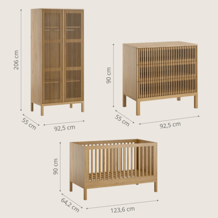 Avis Chambre Bébé Japandi 3 Éléments - Lit Bébé, Commode Et Armoire Petite Amélie 6