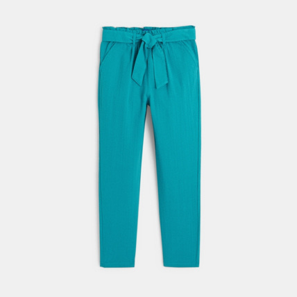 Avis Pantalon carrot en coton bleu fille OKAIDI 2
