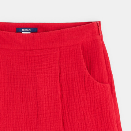 Avis Short uni en gaze de coton rouge fille OKAIDI 3
