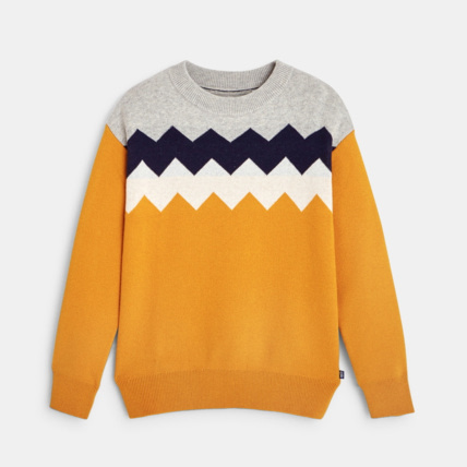 Avis Pull à jacquard graphique coloré jaune garçon OKAIDI 1