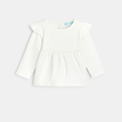 Avis Blouse unie tissu gaufré à volants OBAÏBI 1