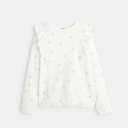 Avis Sweat-shirt imprimé à volants blanc fille OKAIDI 2