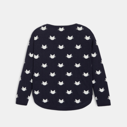 Pull jacquard motif chat bleu fille OKAIDI Comparateur Avis Prix