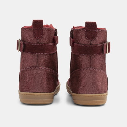 Avis Boots fourrées croûte de cuir violettes fille OKAIDI 4