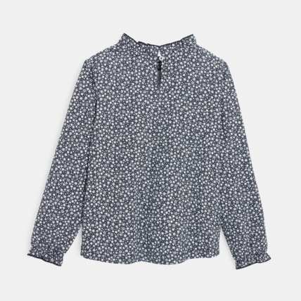 Avis Blouse imprimée à col collerette bleue fille OKAIDI 3