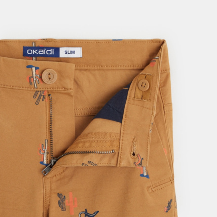Avis Bermuda slim en toile imprimée marron garçon OKAIDI 3