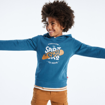 Avis Sweat-shirt à capuche à message bleu garçon OKAIDI 1