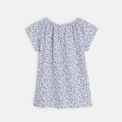 Avis T-shirt imprimé à encolure élastiquée bleu fille OKAIDI 4