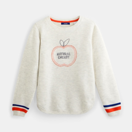 Avis Pull à message blanc fille OKAIDI 1