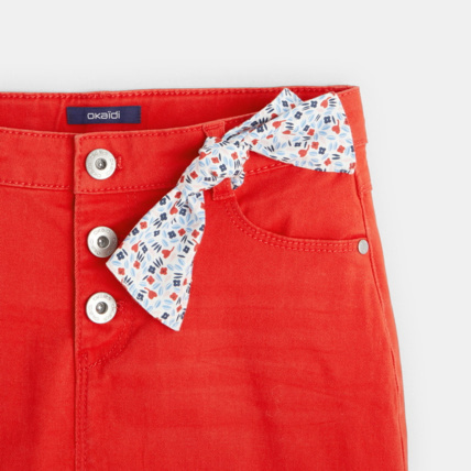 Avis Jupe courte en jean à boutons rouge fille OKAIDI 5