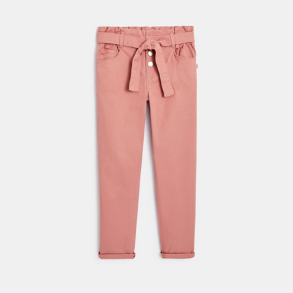 Avis Pantalon taille haute en toile rose fille OKAIDI 2