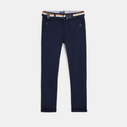 Avis Pantalon chino ceinturé en toile bleu garçon OKAIDI 2