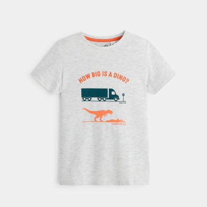Avis T-shirt à message "How big is a dino" blanc garçon OKAIDI 1
