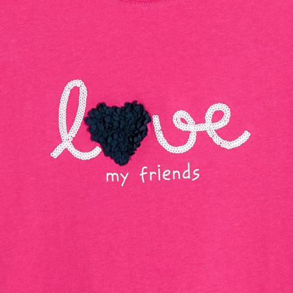 Avis T-shirt manches courtes message love rose fille OKAIDI 3