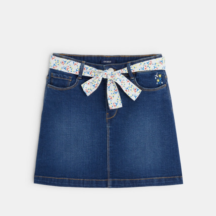 Avis Jupe en jean ceinturée bleue fille OKAIDI 1