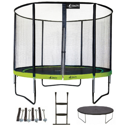 Avis Trampoline de jardin rond 305 cm + filet + échelle + bâche + kit ancrage PUNCHI Kangui 2