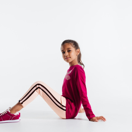 Avis Jogging en molleton à galon rayé rose fille OKAIDI 1
