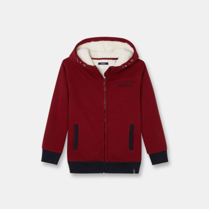 Avis Sweat fourré à capuche rouge garçon OKAIDI 1