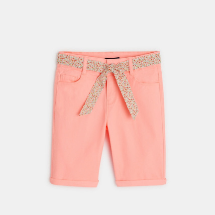 Bermuda en toile et ceinture ruban rose fille OKAIDI Comparateur