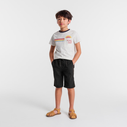 Avis Bermuda slim en toile unie noir garçon OKAIDI 1