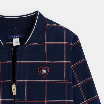 Avis Blouson à carreaux écusson "love" bleu fille OKAIDI 2
