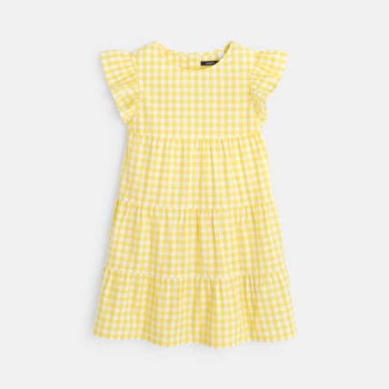 Avis Robe en vichy mutlivolants jaune fille OKAIDI 2