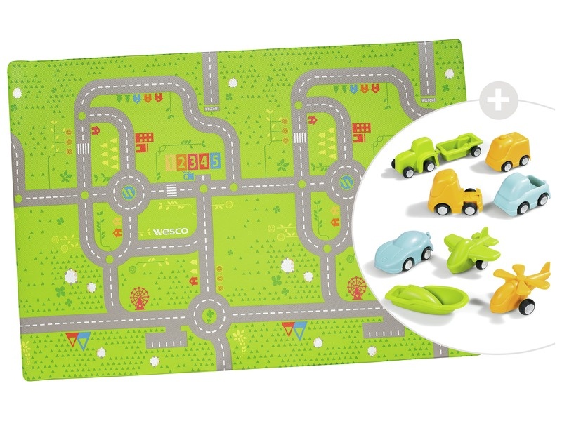 Tapis tout terrain avec 9 véhicules éco-responsables