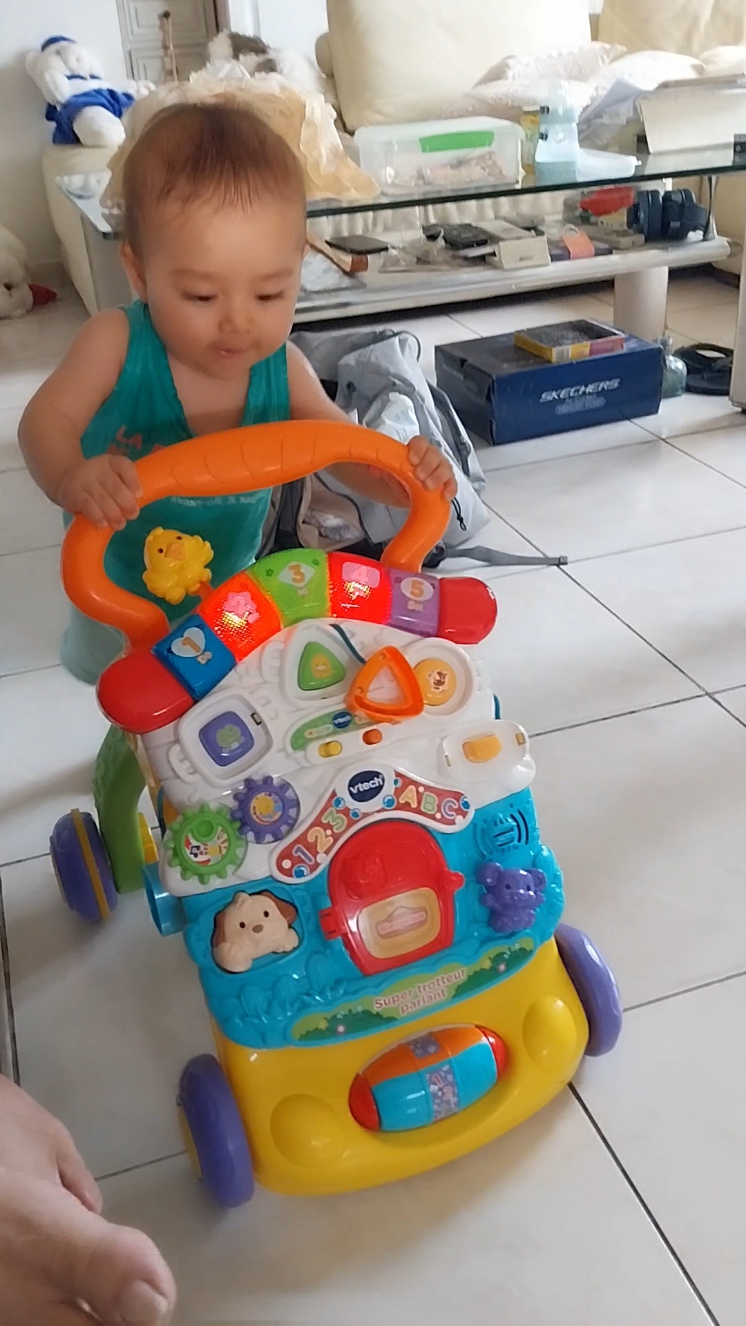 Super Trotteur Parlant Bébé 2 En 1 – Pliable Avec Musique Et Activités – Dès 9 Mois – Vert