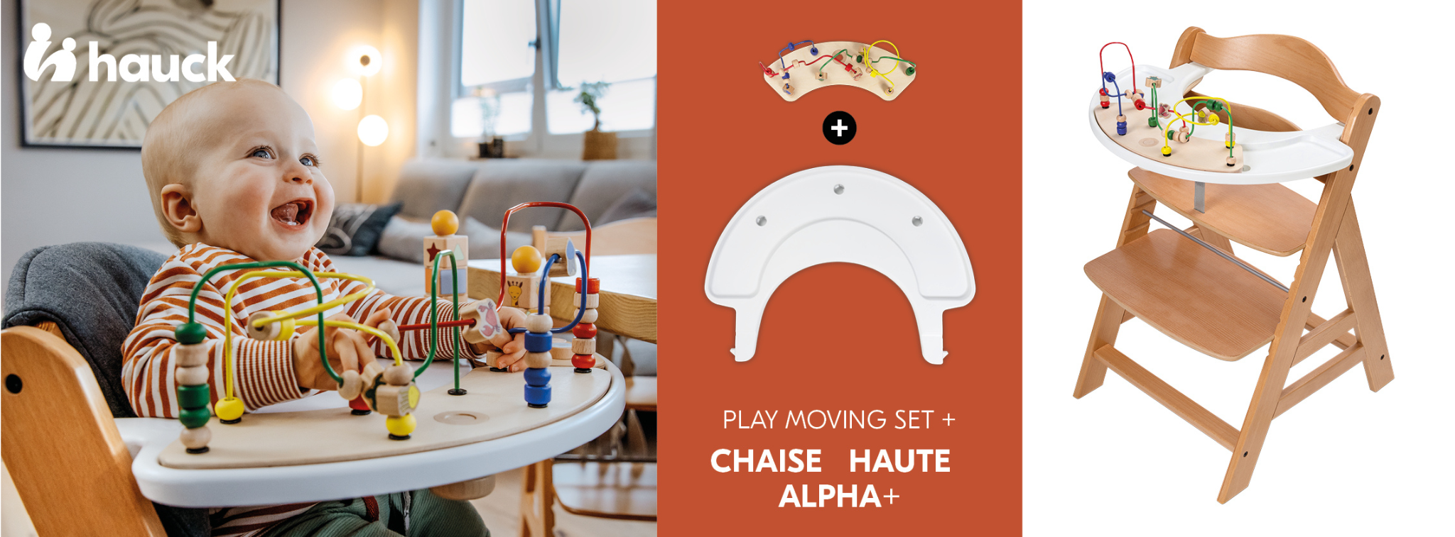 Baby Test Chaise haute Alpha+ avec plateau de jeux HAUCK